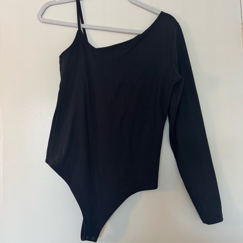 Abercrombie & Fitch Black Asymmetrical Long Sleeve Bodysuit